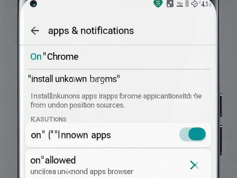 Màn hình cài đặt Android, hiển thị mục 'Cài đặt ứng dụng không rõ nguồn gốc' được bật cho trình duyệt đã tải NOHU90 App