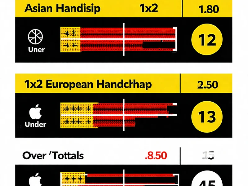 Biểu đồ hoặc hình ảnh minh họa các loại kèo cược phổ biến trong cá cược thể thao, với các ký hiệu 1X2, Handicap, Over/Under.