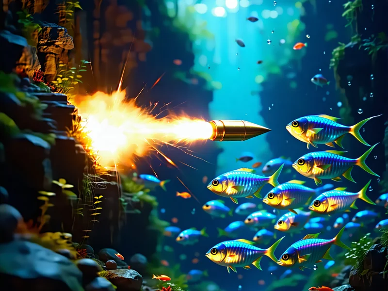 Hình ảnh minh họa chiến thuật bắn rìa trong game bắn cá NOHU90, đạn dội lại từ tường để tăng sát thương