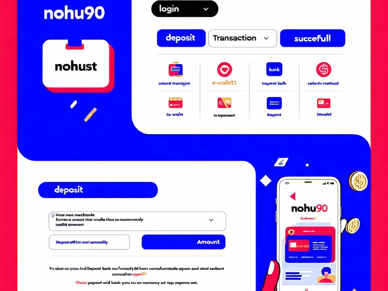 Sơ đồ các bước nạp tiền đơn giản vào tài khoản NOHU90, từ đăng nhập đến xác nhận giao dịch.