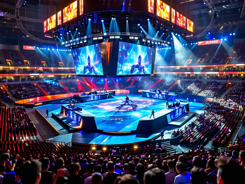 NOHU90, NOHU90.com, NOHO, nohu90 link, link nohu90, nohu90 chính thức, nohu90 app – Khán giả cổ vũ tại một giải đấu Esport lớn với màn hình hiển thị game