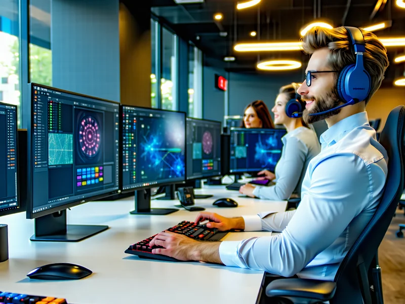 Hình ảnh đội ngũ hỗ trợ khách hàng NOHU90 đang làm việc chuyên nghiệp trong văn phòng hiện đại