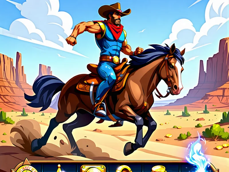 Hình ảnh game NOHO 'Western Gold' với chủ đề miền Tây hoang dã, cao bồi và tiền vàng, gợi cảm giác phiêu lưu và giàu có