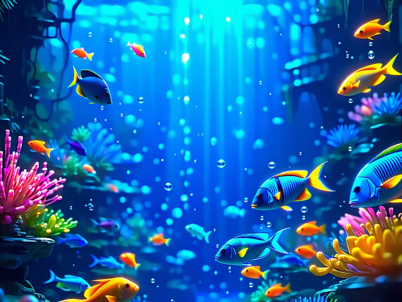 Cảnh game Bắn Cá NOHU90 với nhiều loài cá sặc sỡ và hiệu ứng bắn súng kịch tính