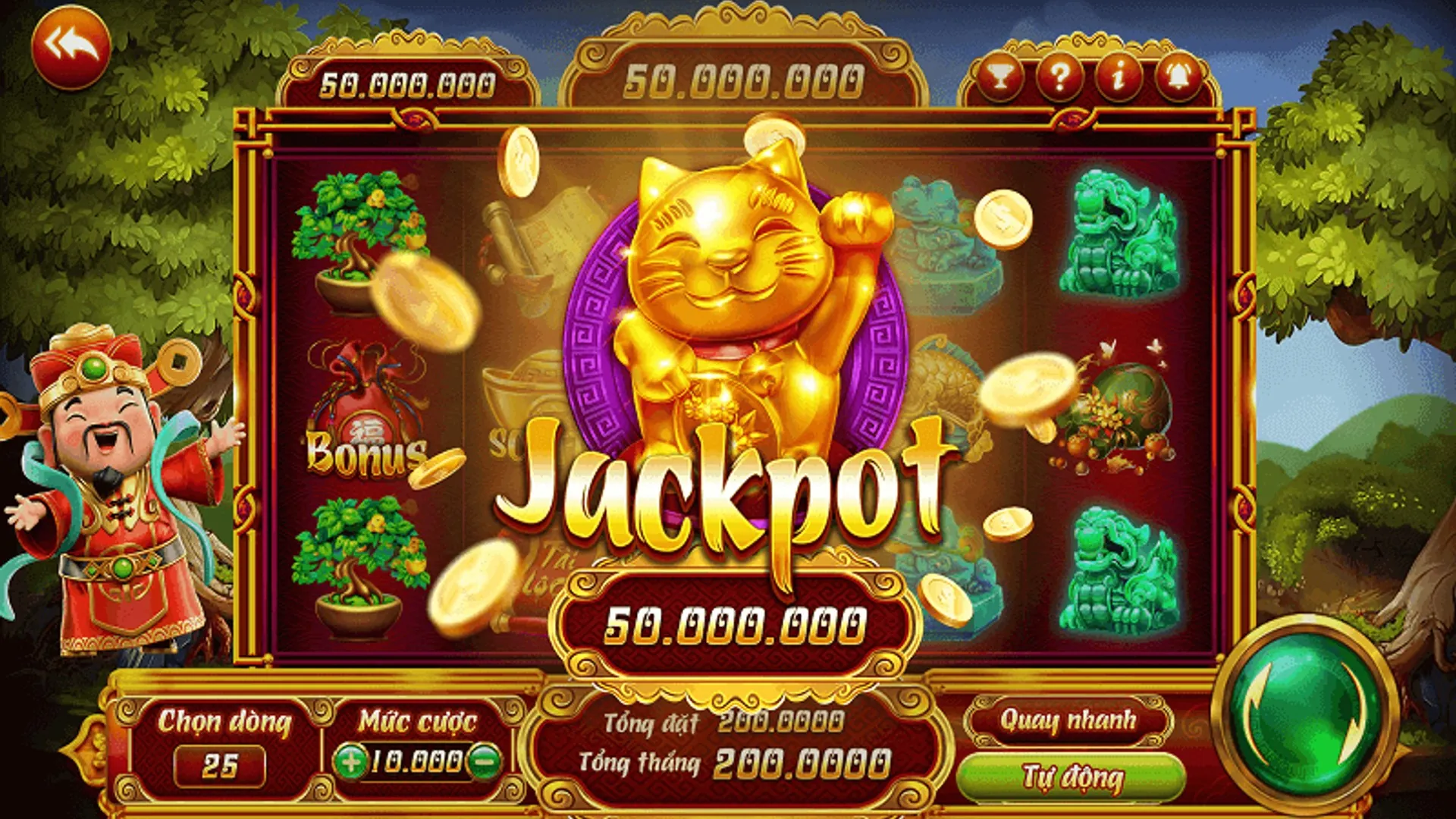 NOHU90 Máy Đánh Bạc Cổ Điển với biểu tượng chiến thắng và jackpot