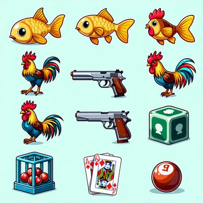 Biểu tượng các trò chơi bắn cá, đá gà, xổ số và bài tá lả trên NOHU90.