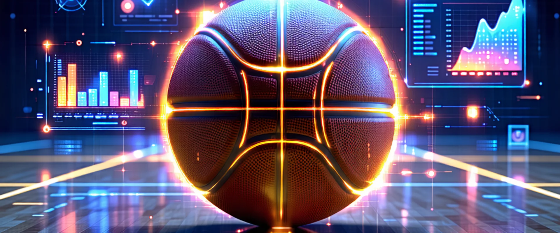 Hình ảnh sân bóng rổ ảo với các biểu tượng chiến lược cá cược của NOHU90