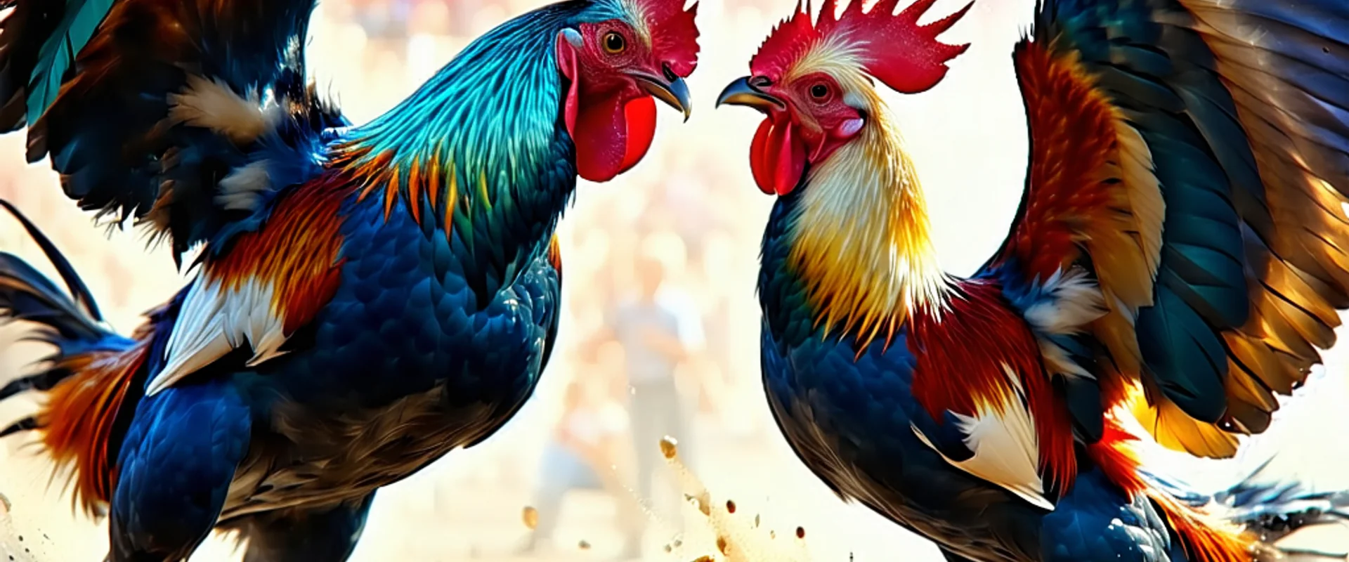 Hình ảnh đấu gà trực tiếp đỉnh cao tại NOHU90, với các chiến kê dũng mãnh và khán giả sôi động, thể hiện sự kịch tính và niềm đam mê của bộ môn này.