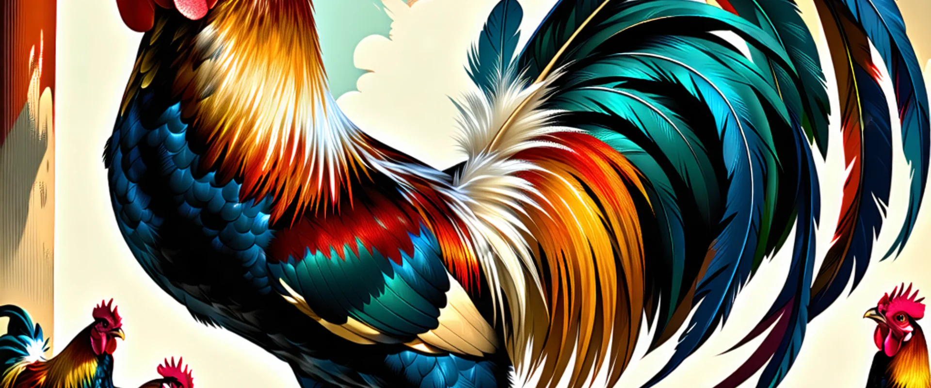 Hình ảnh lịch sử chọi gà cổ xưa, một con gà chọi dũng mãnh trong trận đấu, thể hiện sức mạnh và truyền thống.