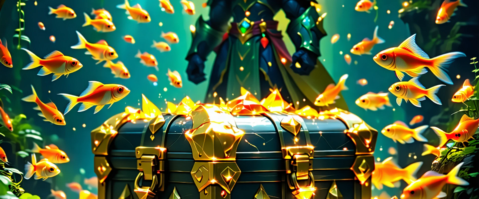 Hình ảnh chính sảnh game bắn cá NOHU90 với đồ họa đại dương sống động và cá vàng rực rỡ