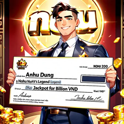 Người chiến thắng lớn nhất lịch sử NOHU90, Anh Dũng, với giải thưởng Nổ Hũ Vàng, đang giơ cao tấm séc