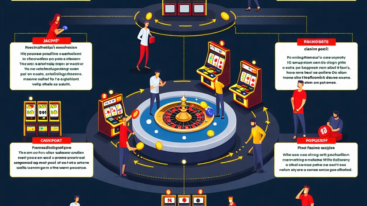 Sơ đồ minh họa cơ chế jackpot lũy tiến tại NOHU90.com, với các vòng quay và số tiền cược đóng góp vào tổng giải thưởng, trên nền màu vàng và đỏ