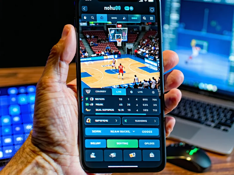 Một người dùng đang đặt cược bóng rổ trực tiếp trên ứng dụng di động NOHU90