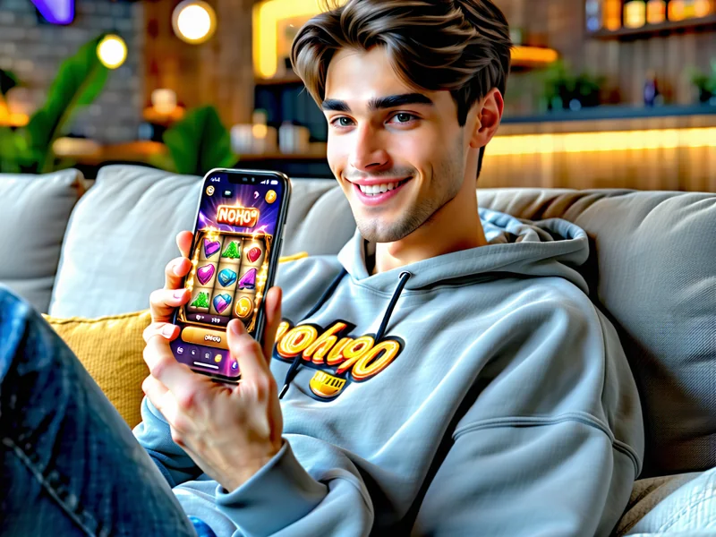 Người chơi đang sử dụng điện thoại để trải nghiệm game NOHU90 một cách tiện lợi.