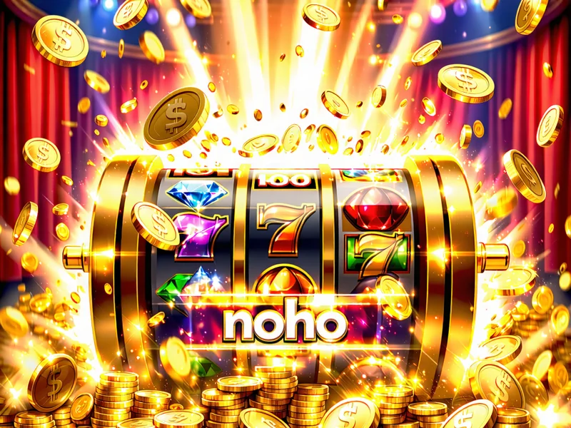 Hình ảnh giới thiệu một trò chơi NOHO slot mới trên NOHU90, với đồ họa bắt mắt và biểu tượng tiền thưởng lấp lánh, thu hút người chơi khám phá