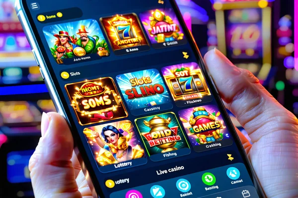 Hình ảnh giao diện NOHU90 app trên điện thoại di động, hiển thị các trò chơi và tính năng.