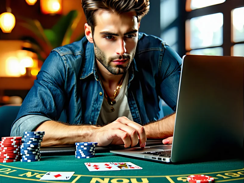 Người chơi poker đang tham gia vào một ván bài trực tuyến trên nền tảng NOHU90, thể hiện sự tập trung và chiến thuật.