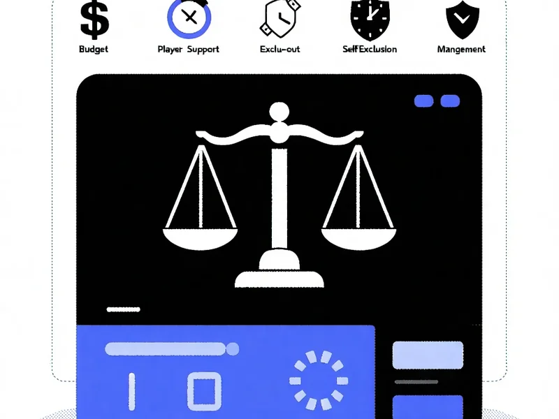 Hình ảnh minh họa chính sách trò chơi có trách nhiệm tại NOHU90, với biểu tượng cân bằng, đồng hồ, và các công cụ hỗ trợ người chơi để duy trì thói quen cá cược lành mạnh.