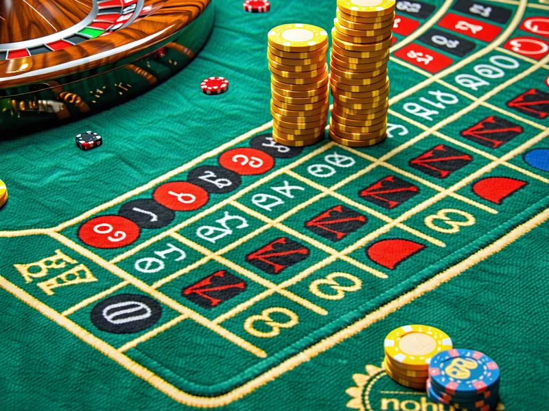Hình ảnh cận cảnh các chip cược được đặt trên khu vực cược trong của bàn Roulette, minh họa các loại cược đơn, đôi, hàng, góc với màu sắc rực rỡ và logo NOHU90 tinh tế.