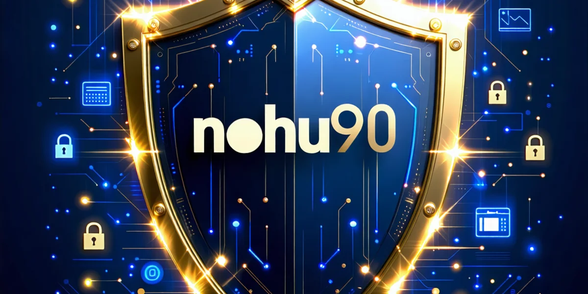 Hệ thống bảo mật vững chắc và cam kết trách nhiệm xã hội của NOHU90. Hình ảnh mã hóa dữ liệu và biểu tượng công bằng