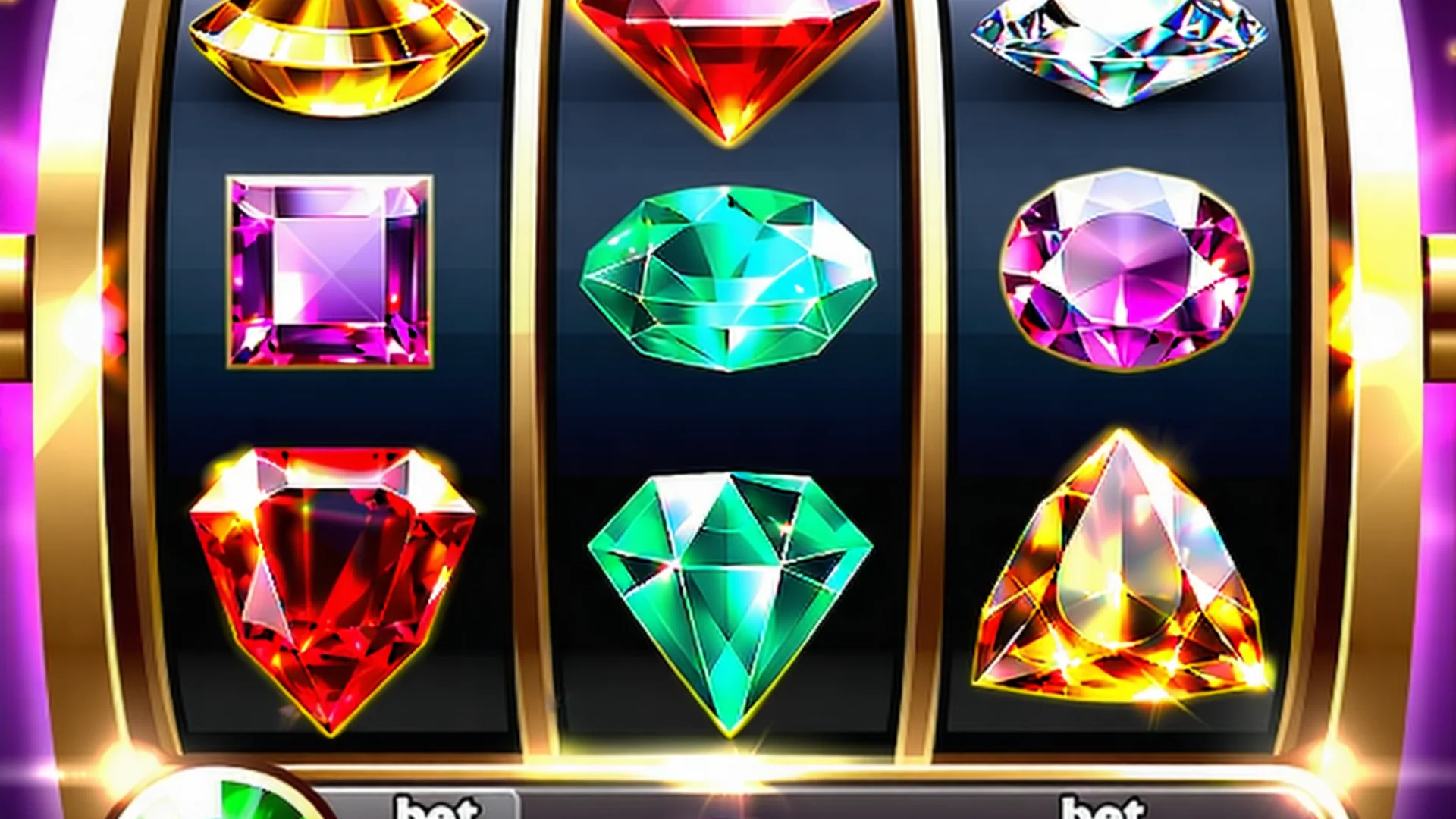 Giao diện tổng quan của một trò chơi slot game tại NOHU90 với các biểu tượng rực rỡ và nút quay