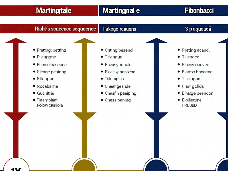 Biểu đồ minh họa các chiến lược Martingale, D'Alembert và Fibonacci được trình bày rõ ràng, với các mũi tên và con số, giúp người chơi tại NOHU90 dễ dàng nắm bắt cách áp dụng trong Roulette.