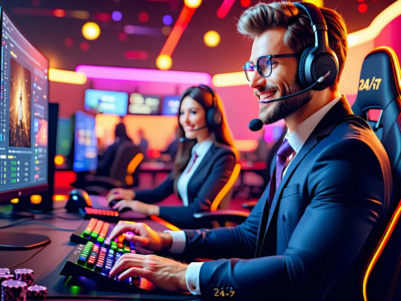 Hình ảnh đội ngũ hỗ trợ khách hàng chuyên nghiệp và thân thiện của NOHU90, sẵn sàng phục vụ 24/7, với biểu tượng tai nghe, máy tính và dịch vụ tận tâm, tạo dựng niềm tin cho người chơi.